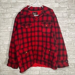 Vintage 50s 60s Woolrich buffalo Plaid hunting coat Jacket fits like an XL